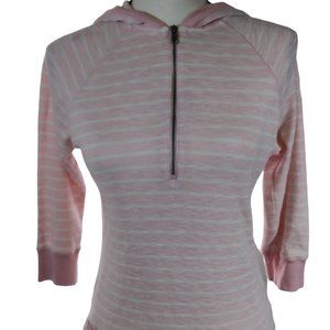 LRL Lauren Jeans Co. Women's Pink and White Striped zip up hoodie, Size XS